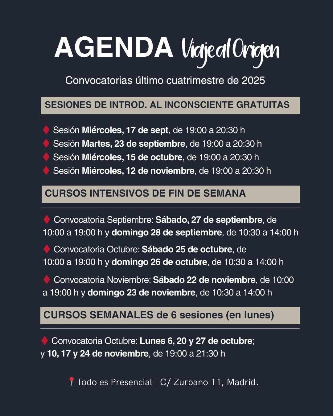 Agenda Viaje al Origen
